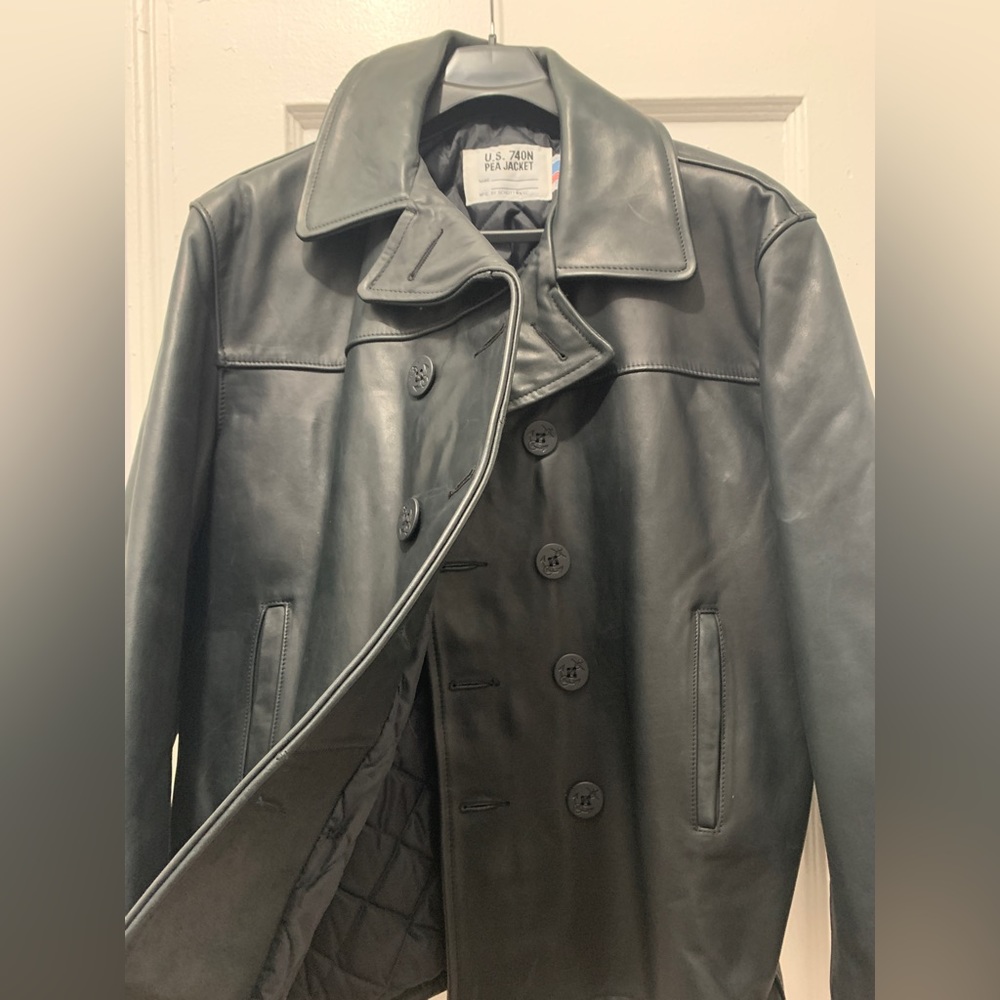 Schott NYC Men’s Leather Naval Pea Coat